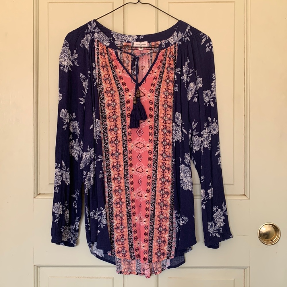 Blouse peasant style with floral pattern ANTHROPOLOGY Mason & Belle •MEDIUM•